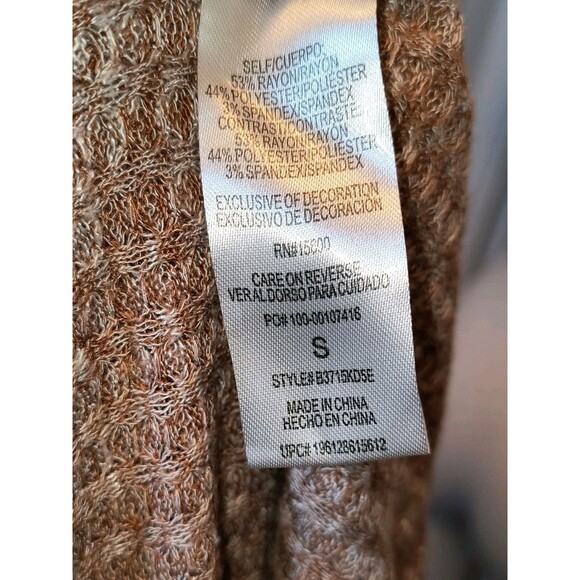 Democracy Women's Waffle Knit Twist Front Long Sleeve Thin Sweater Size Small - Picture 5 of 5